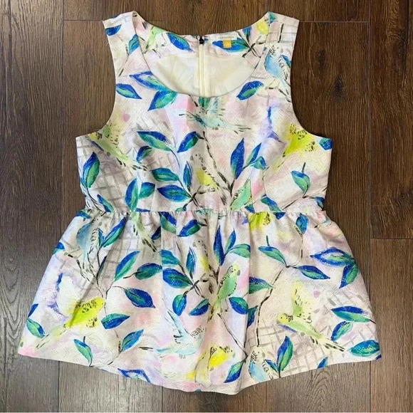 Leifsdottir Brocade Bird Peplum Top (Anthropologie) SZ 14 - Picture 3 of 7